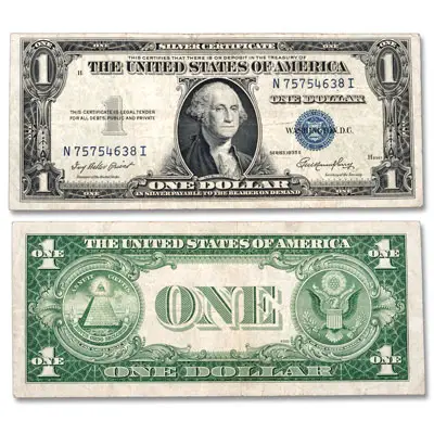 1935E Blue Seal Dollar Silver Certificate Bill