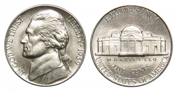 1939 Jefferson Nickels Philadelphia Mint