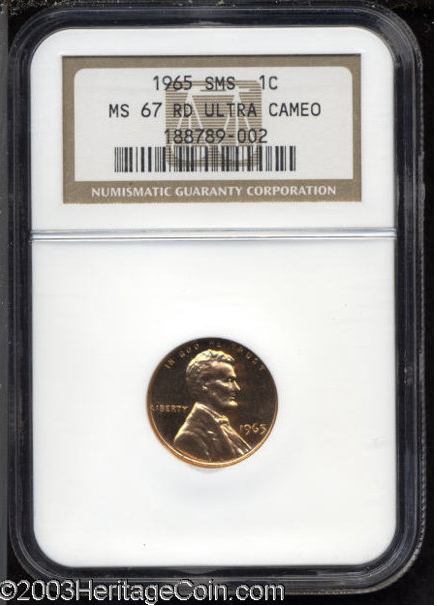 1965 1C SMS MS67 Ultra Cameo NGC