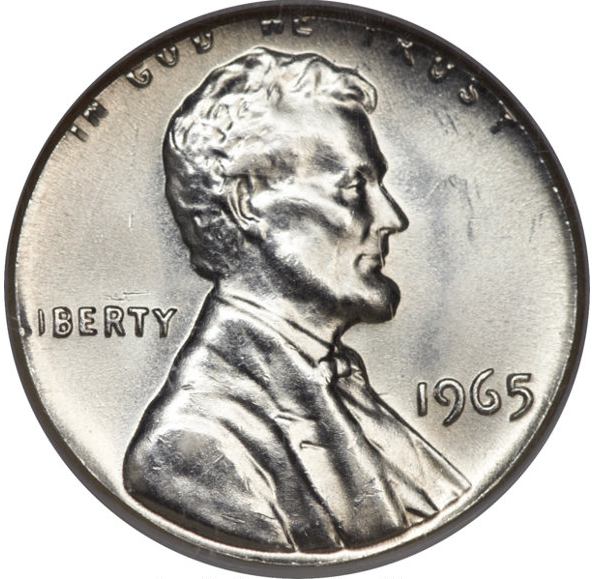 1965 Lincoln Cent -- Struck on a Silver Dime Planchet