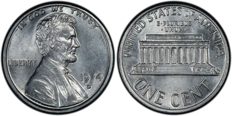 1974 D aluminum penny