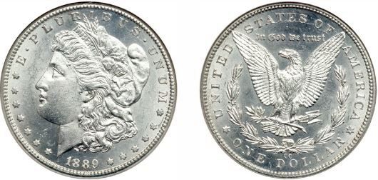 1889 silver dollar is CC