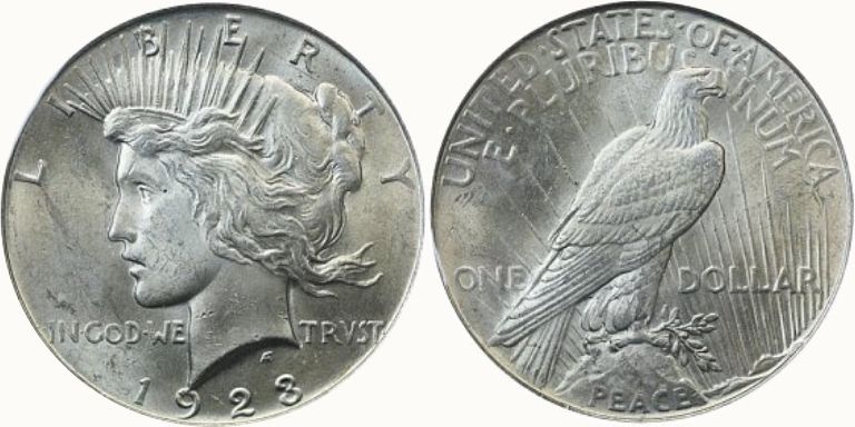 1923 peace silver dollar with no mint mark
