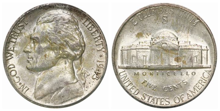 1943-S Jefferson nickel