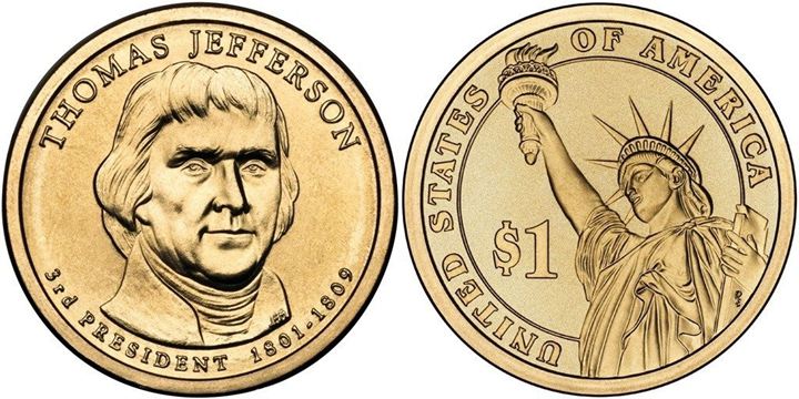 Thomas Jefferson Presidential Dollar Coin Identification Guide