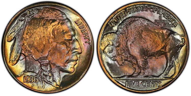 1936 P Buffalo nickel