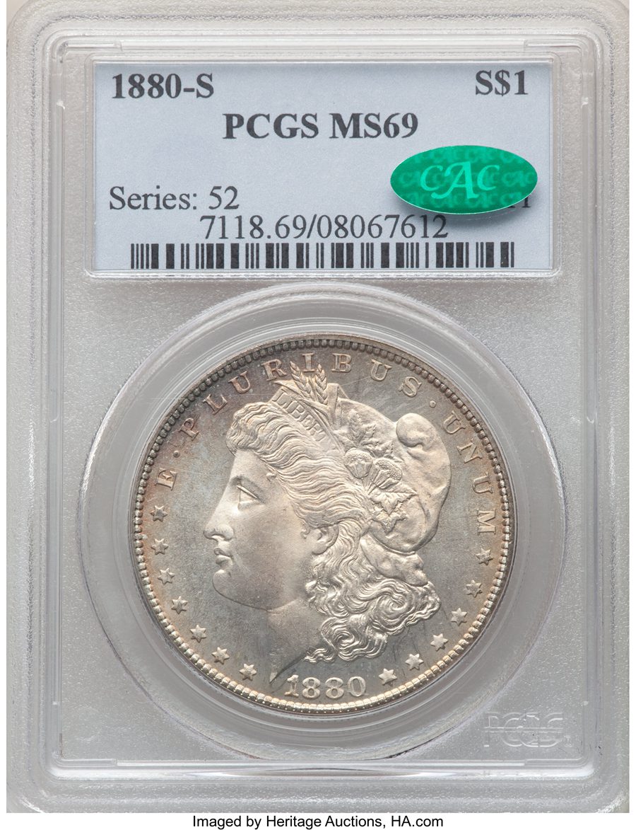 1880-S $1 MS69 Sold on Jan 21, 2021 for $162,000.00