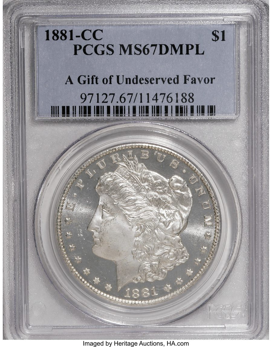 1881-CC $1 MS67 Sold on Aug 1, 2008 for $63,250.00