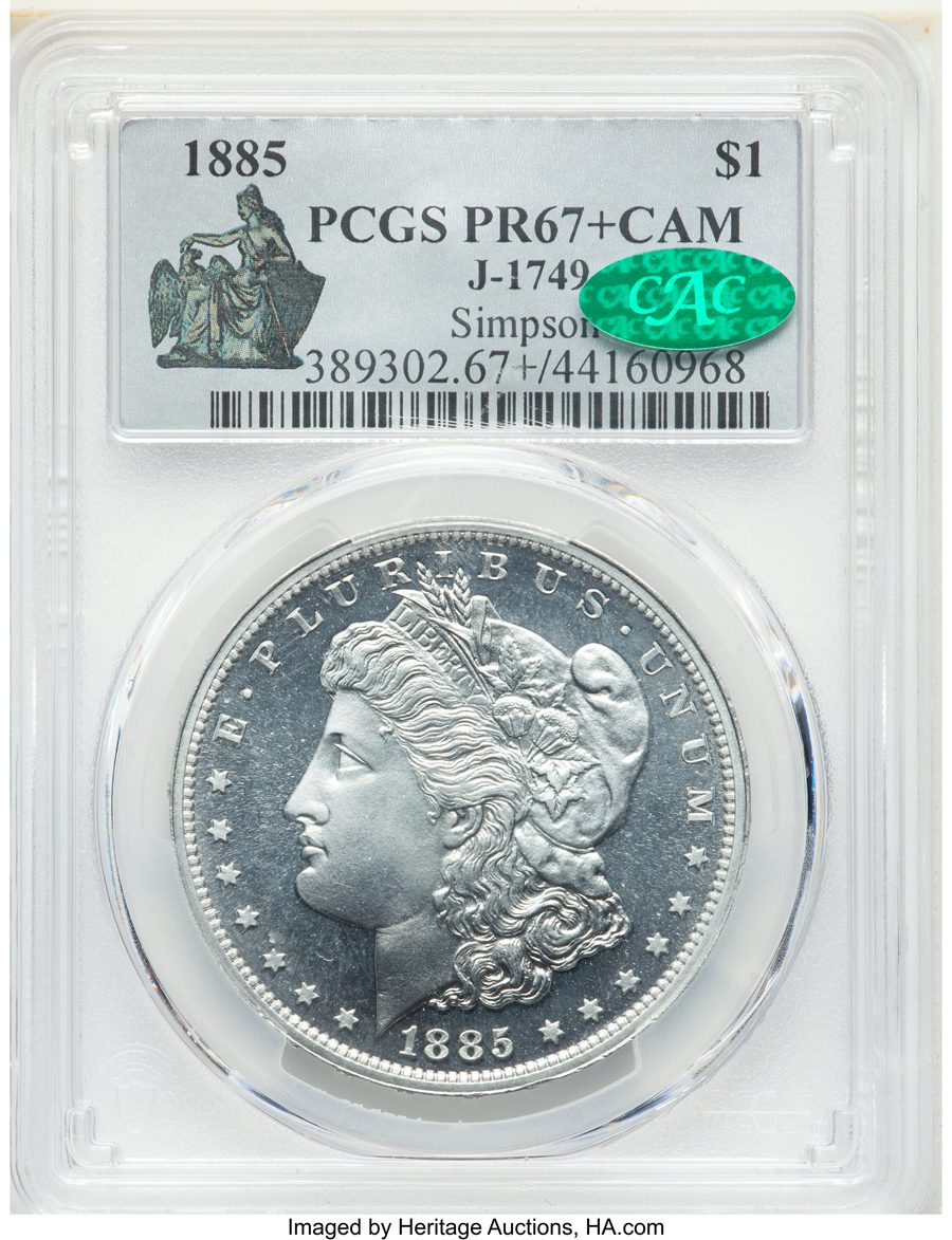 1885 P$1 Morgan Dollar PR67+ Sold on Jan 13, 2022 for $84,000.00
