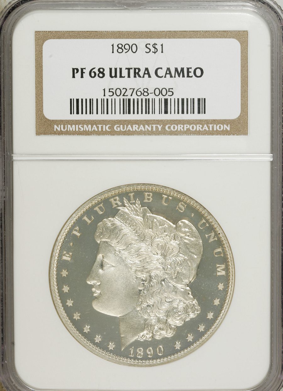 1890 $1 PR68 Sold on Oct 24, 2008 for $37,375.00