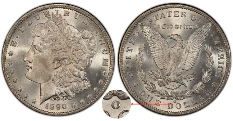 1890 O Morgan Silver Dollar