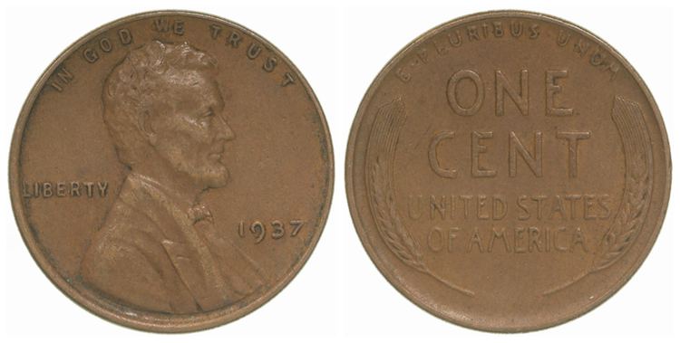 1937 Wheat Penny No Mintmark