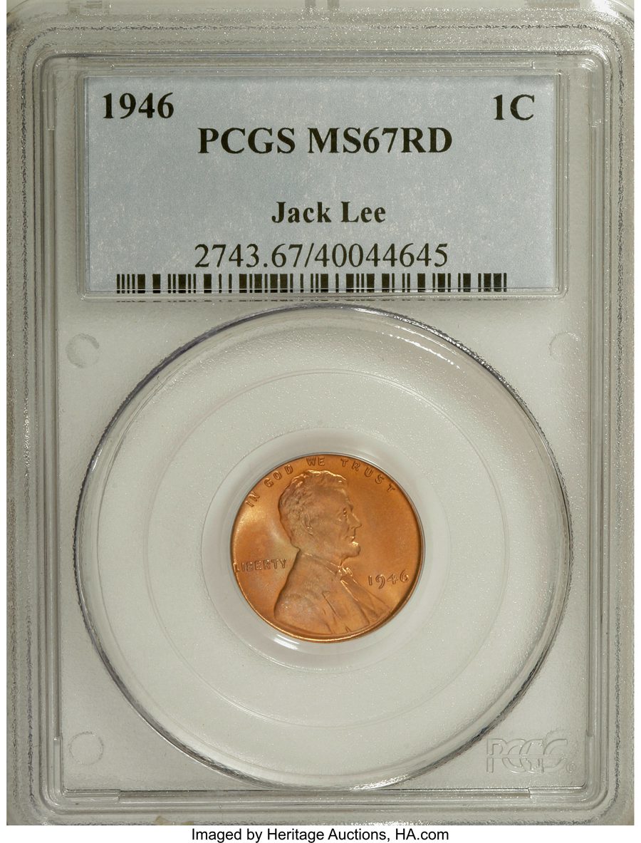 1946 1C MS67 Red Sold on Dec 4, 2008 for $8,625.00