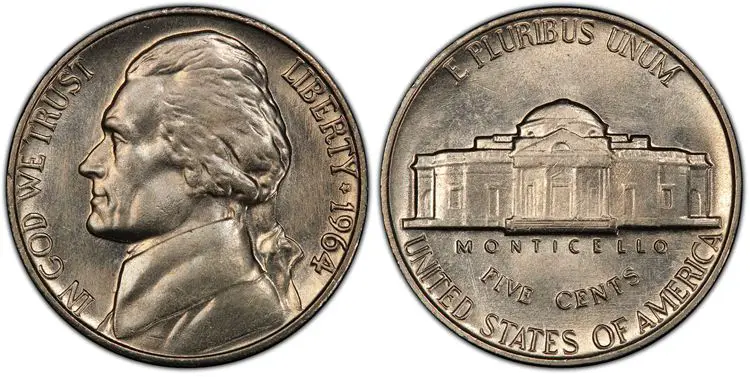 1964 No Mint Mark Nickel
