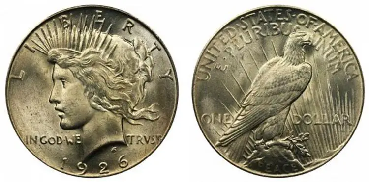1926 Peace silver dollar