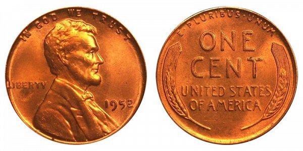1952 Wheat Penny No Mint Mark