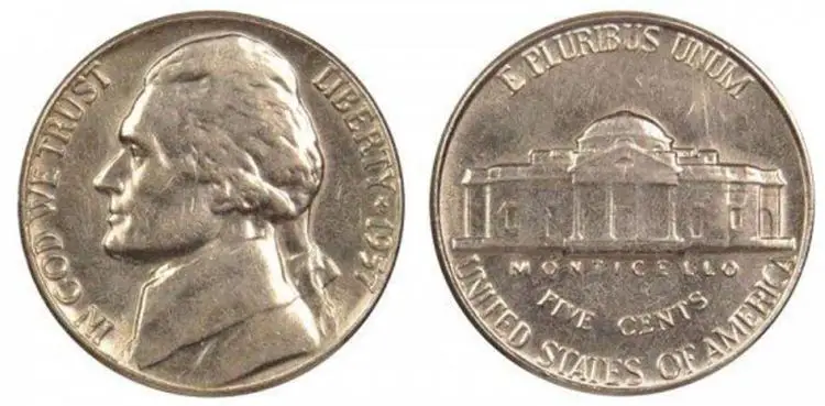 1957 Jefferson nickel