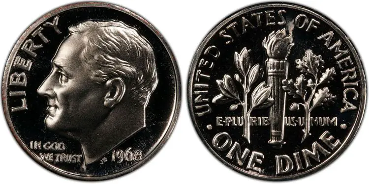 1968 No S (Proof) Dime Value & Price