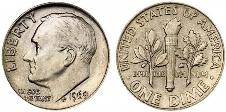 1968 Roosevelt Dime