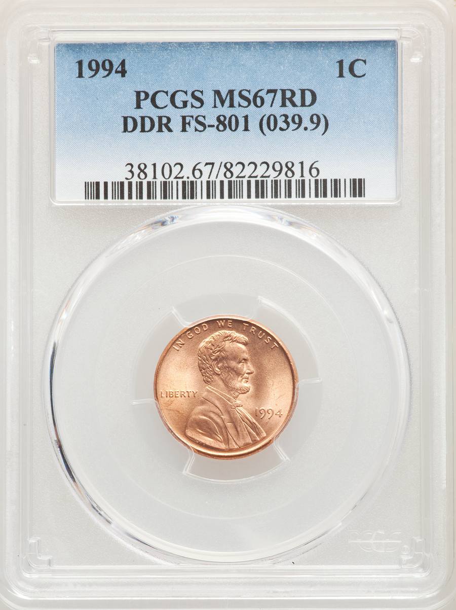 1994 1C Doubled Die Reverse MS67 Red Sold on Feb 23, 2020 for $1,560.00