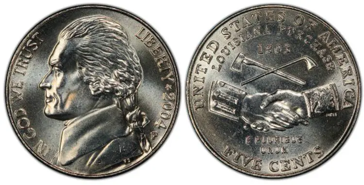 2004 Jefferson Nickel P Peace Medal (Regular Strike)