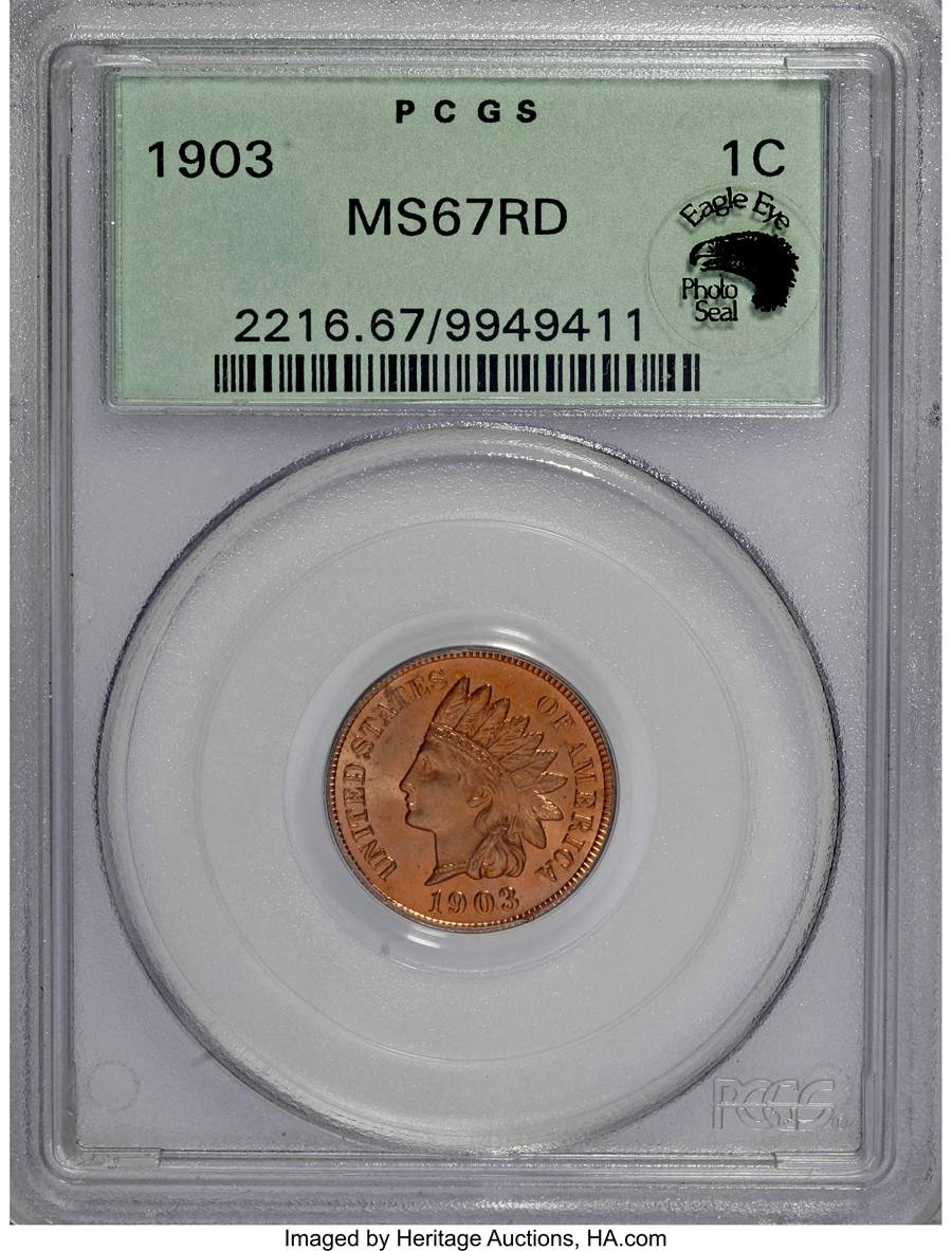 1903 Indian Cent MS67 Sold on May 29, 2008 for $16,100