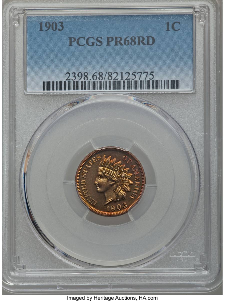 1903 Indian Cent PR68 Sold on Jan 5, 2017 for $37,600