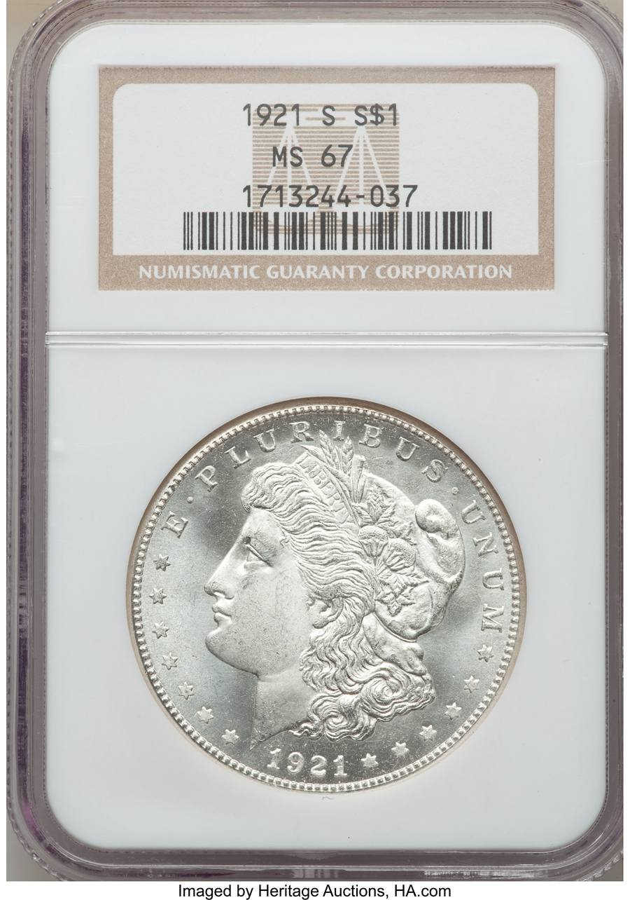 1921-S Morgan Dollar, MS67 Sold on Jan 4, 2018 for $19,200.00