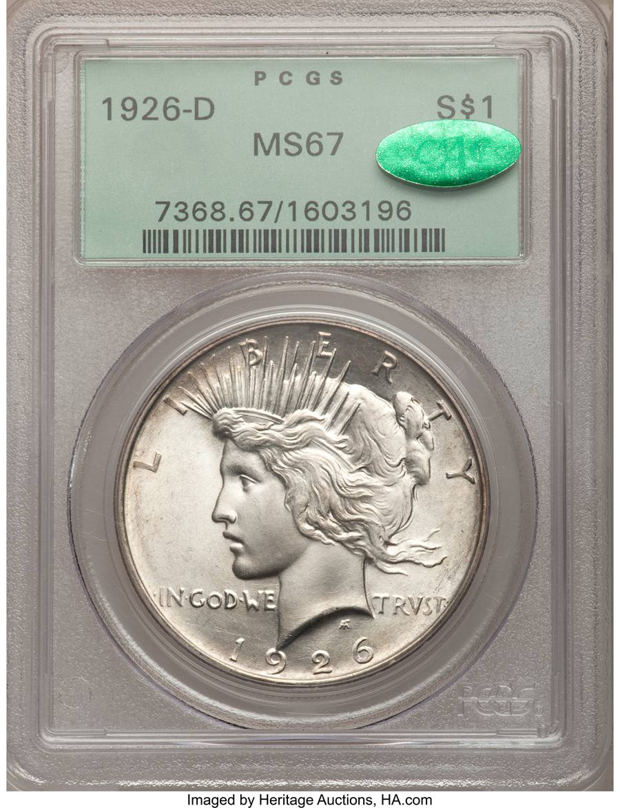 1926-D $1 MS67 Sold on Apr 28, 2011 for $37,375.00