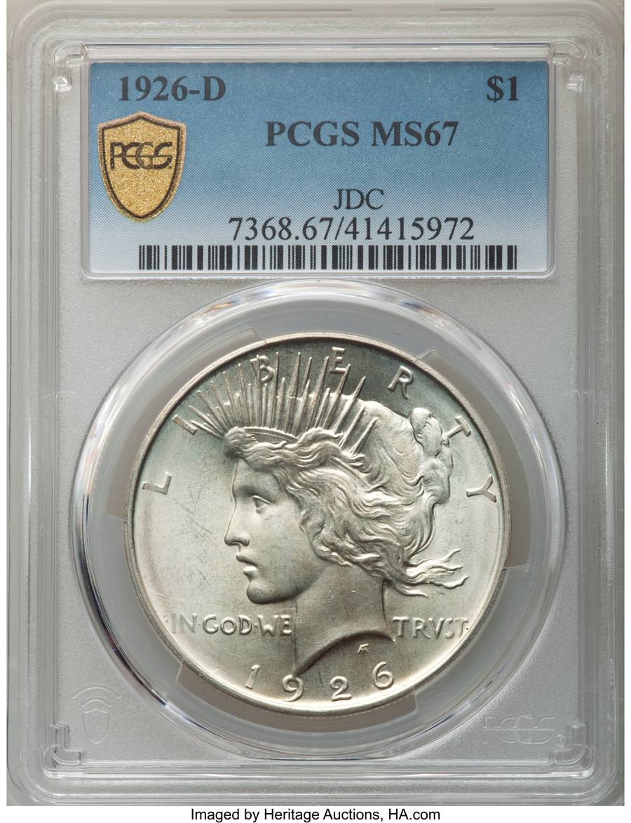 1926-D Peace Dollar, MS67 Sold on Aug 18, 2021 for $33,600.00