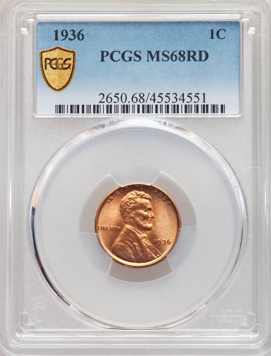 1936 Lincoln Cent, MS68 Red Sold on Jul 14, 2022 for $16,620.00