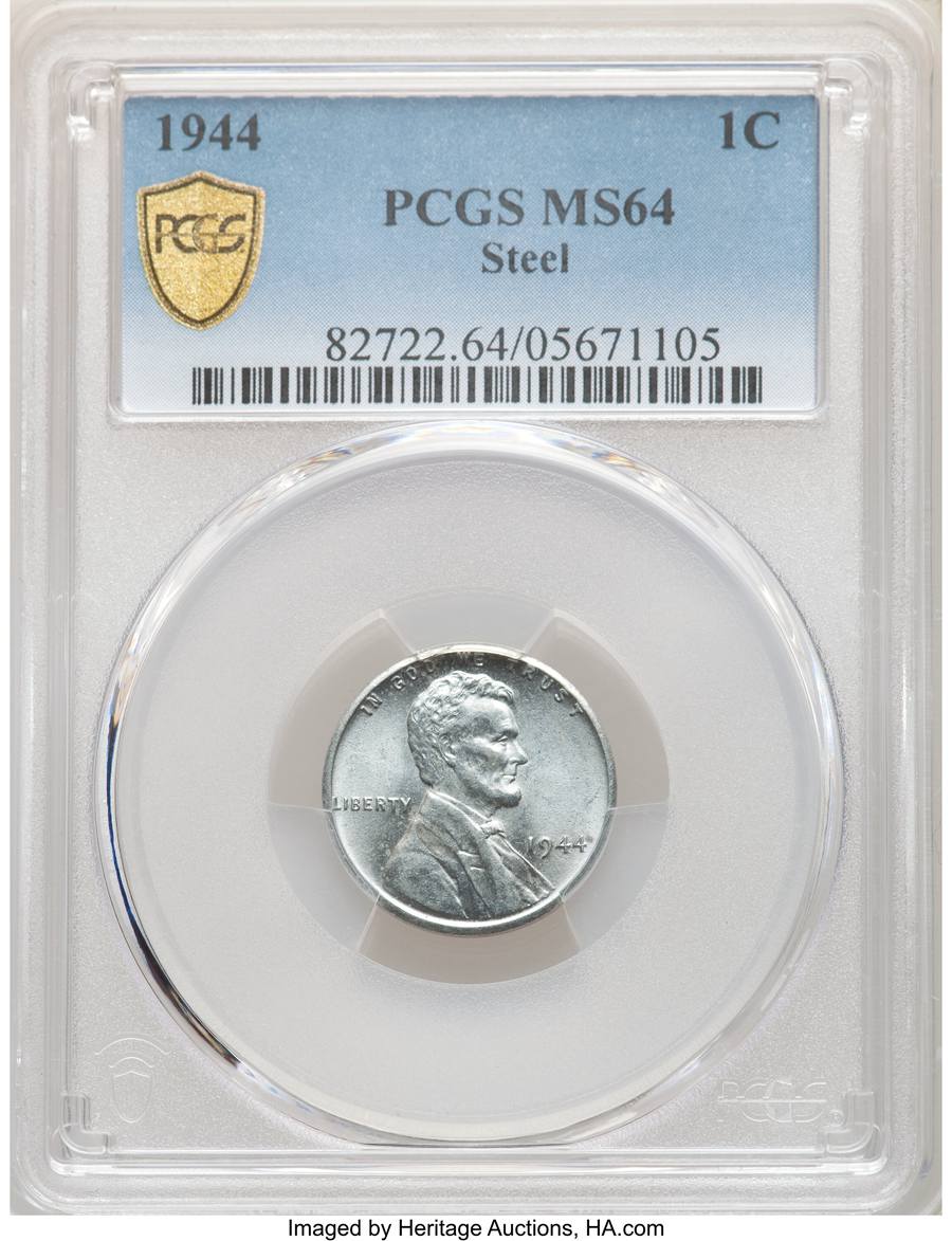 1944 1C Struck on a Zinc-Coated Steel Planchet MS64 Sold on Jun 17, 2021 for $180,000.00