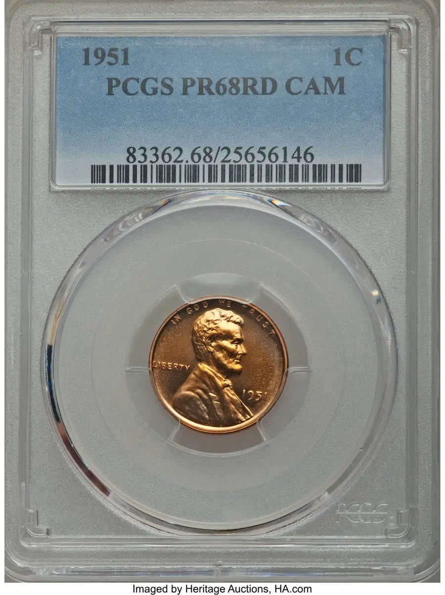 1951 Lincoln Cent, PR68 Sold on Apr 28, 2016 for $9,987.50