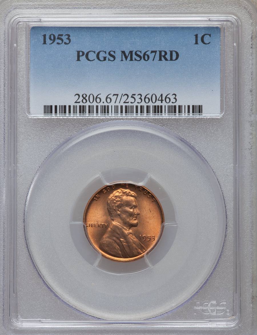 1953 Lincoln Cent, MS67 Red Sold on Jan 8, 2014 for $14,100.00