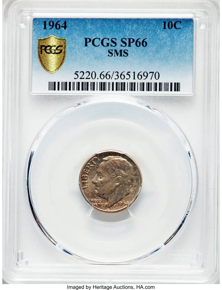 1964 SMS Dime, SP66 Sold on Apr 25, 2019 for $10,200.00