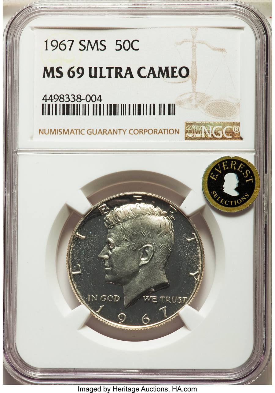 1967 Half Dollar, MS69 Sold on Jan 10, 2019 for $31,200.00