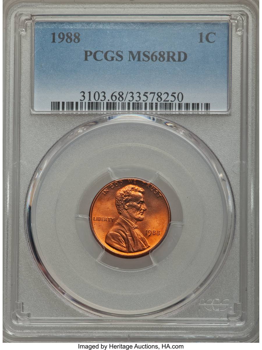 1988 1C MS68 Red PCGS Sold on Mar 6, 2016 for $399.50